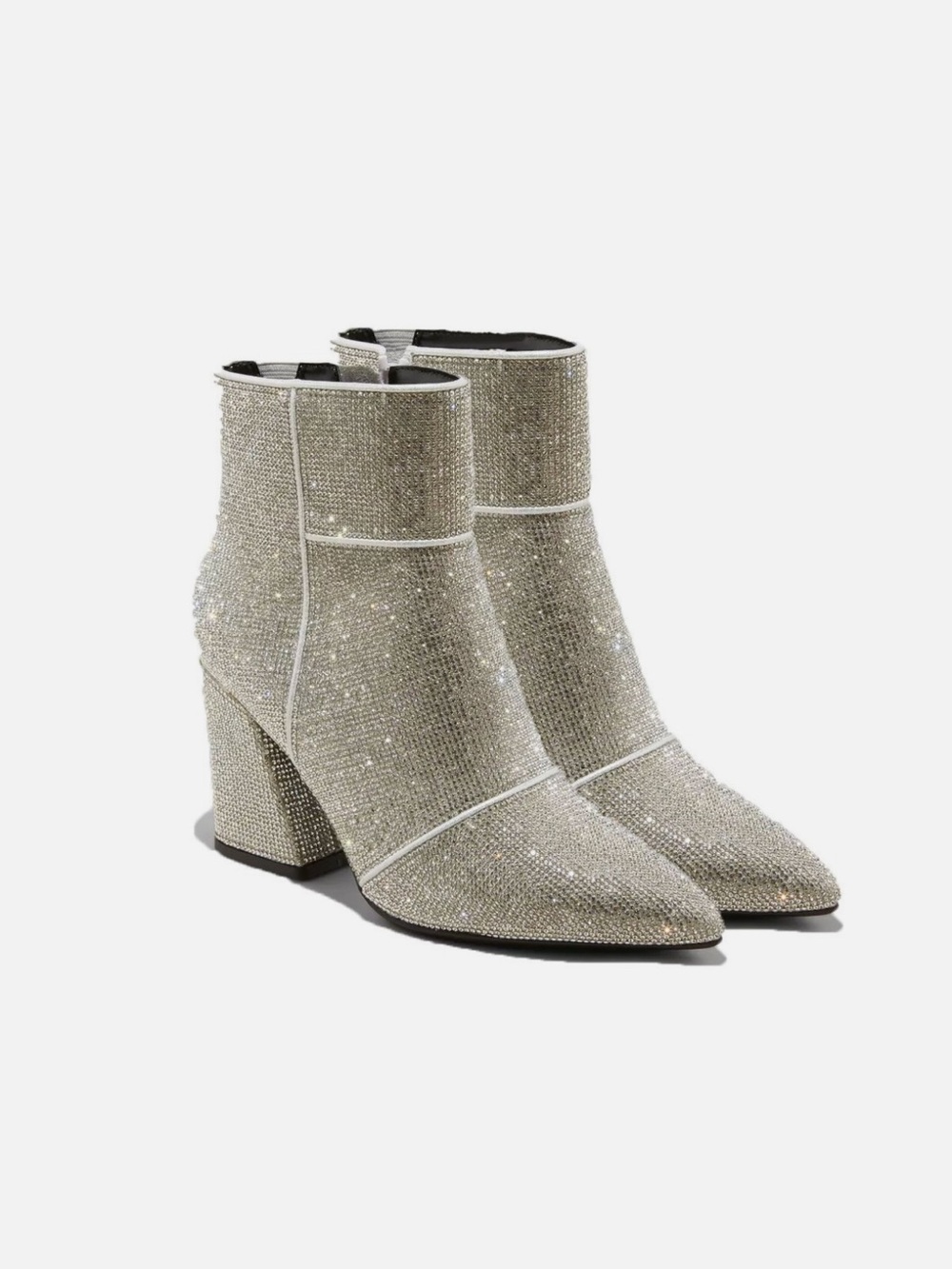 A New Day Silver Crystal Embellished Pointed-Toe Ankle Boots